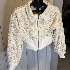 Elegant Cream Lace Women's Jacket